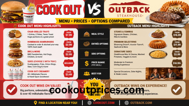Cookout Menu vs Outback Menu
